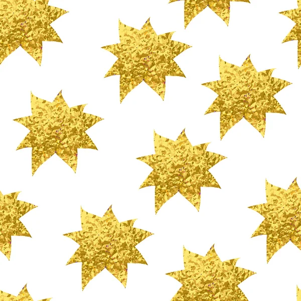 Seamless Golden Sparkling Christmas Star Isolado Fundo Branco Top View — Vetor de Stock