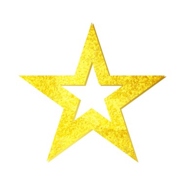 Altın parlak Noel yıldızı beyaz arka plan üzerinde izole. En iyi görünümü yakın çekim altın yıldız vektör çizim