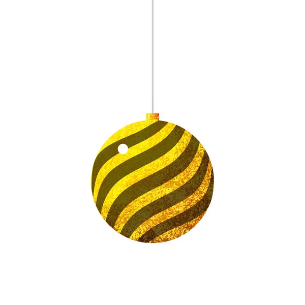 Golden Yellow Christmas Tree Toy Ball Decoration Vector Illustration — Stock Vector