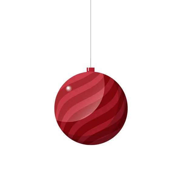 Árbol Navidad Rojo Juguete Bola Decoración Vector Ilustración — Vector de stock