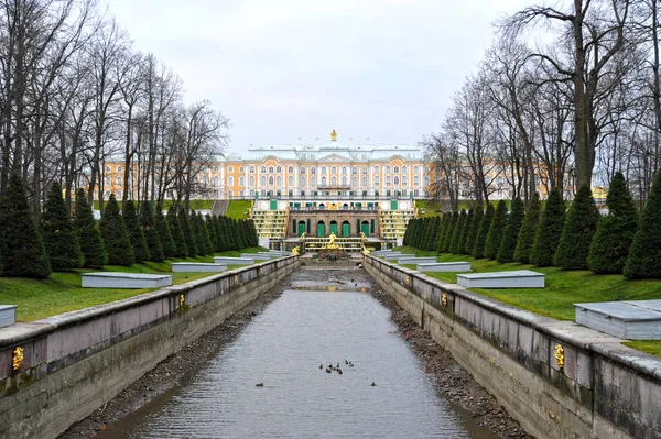 Petersburg Russland November 2018 Vorbereitung Peterhof Park Brunnen Für Den — Stockfoto