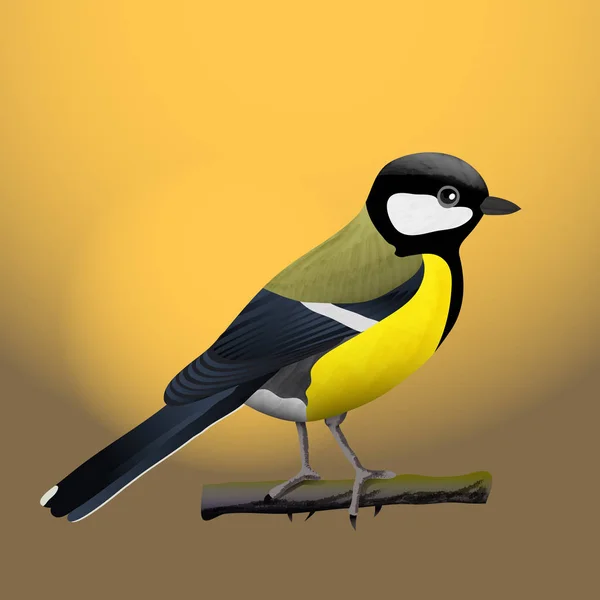 Tit Uccello Vettore Illustrazione — Vettoriale Stock