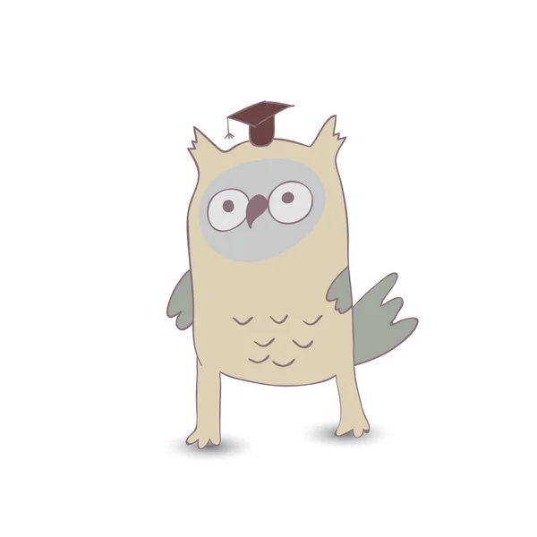 Cartoon Owl Med Graderad Hatt Vektorillustration — Stock vektor
