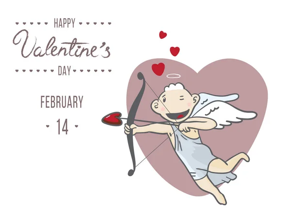 Den Svatého Valentýna Blahopřání Pohlednice Nebo Strana Pozvání Šablona Angel — Stockový vektor