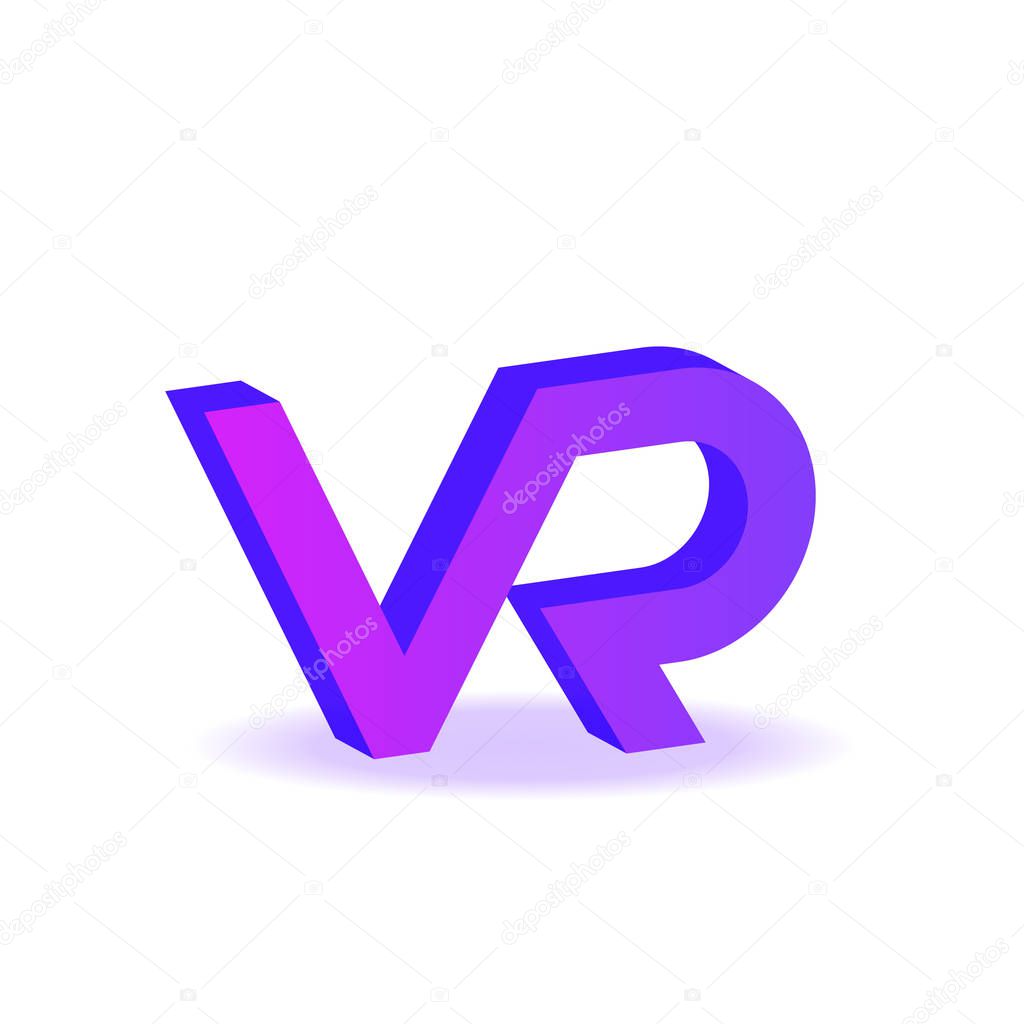 VR Letter Logo Design with Creative Modern Trendy Typography and pink purple Colors - VR virtual reality illustration