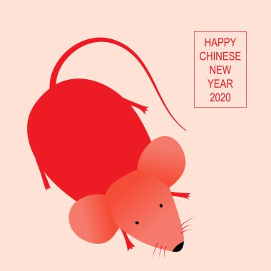 Çin yeni yılı 2020, Rat - tebrik kartı yılı. Sıçan illüstrasyon.