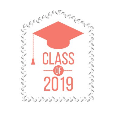 2019 Grafik öğelerindeki mezun sınıfı resmi t-shirtler ve işareti veya rozeti için fikir için vektör