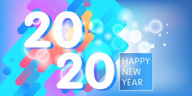 Mutlu yeni yıl kutlama tebrik kartı tasarımı için arka plan üzerine beyaz metin 2020.