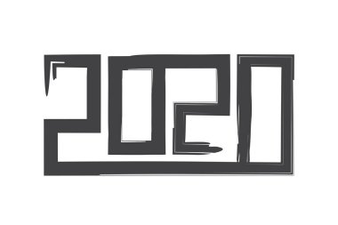 2020 metin mutlu yeni yıl gri kartı tasarım şablonu