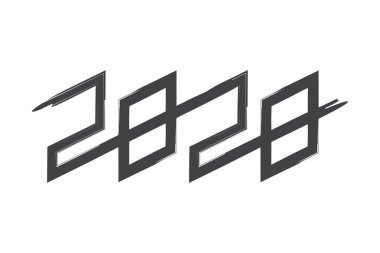 2020 metin logo mutlu yeni yıl soyut kart satırı tasarım şablonu whitebackground üzerinde