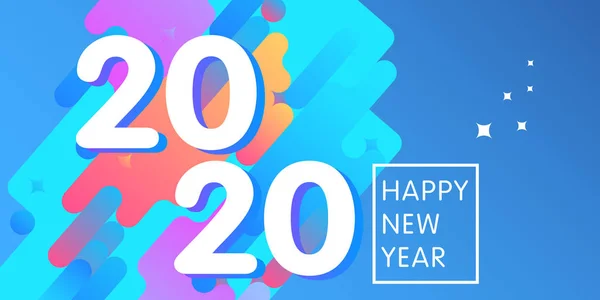 Mutlu yeni yıl kutlama tebrik kartı tasarımı için arka plan üzerine beyaz metin 2020.