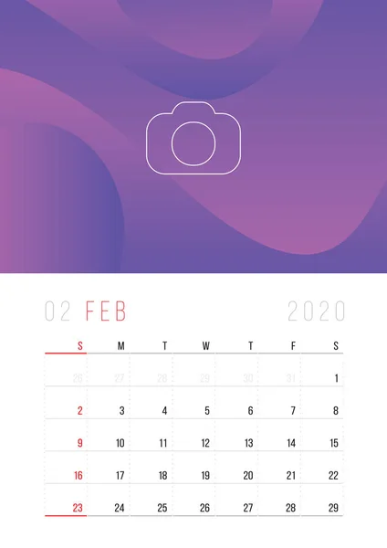 Календар 2020 Встановити Дизайн Шаблону Стільниці Місцем Фотографії Логотипом Компанії — стоковий вектор