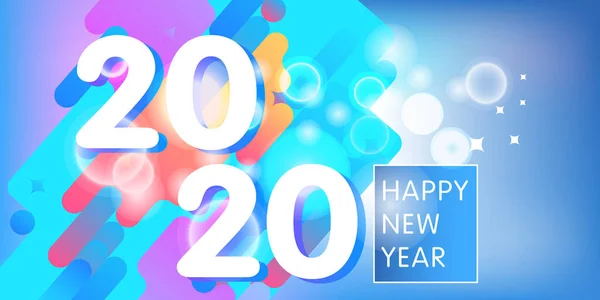 White Text 2020 Abstract Background Happy New Year Celebration Greeting — Stock Vector