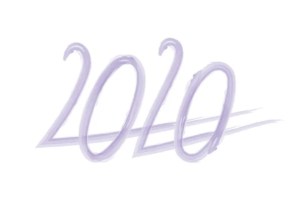 Nový Rok 2020 Text Černý Kartáč Kaligrafie — Stockový vektor