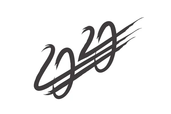 2020 Nyår Svart Text Kalligrafi Hand Lettering Text 2020 — Stock vektor