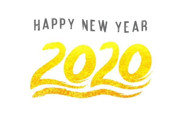 2020 Nieuwjaar Tekst Gouden Met Heldere Sparkles — Stockvector