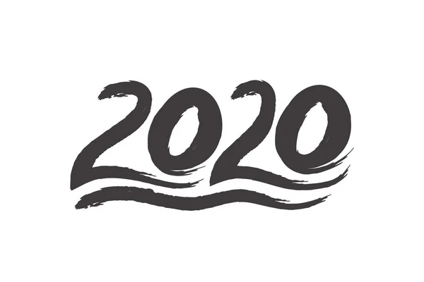 2020 Nyår Svart Text Kalligrafi Hand Lettering Text 2020 — Stock vektor