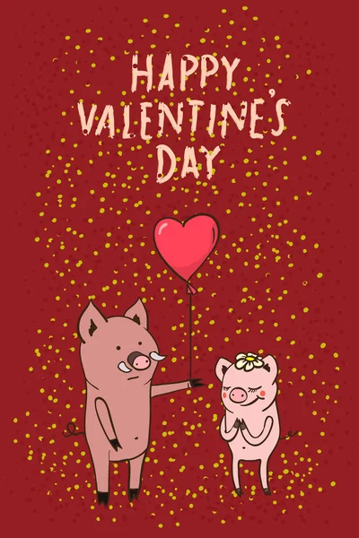 Feliz San Valentín Linda Tarjeta Cartel Con Una Ilustración Vectorial — Archivo Imágenes Vectoriales