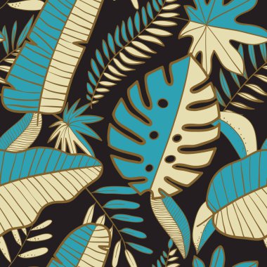 Tropikal yaprakları ile soyut seamless modeli