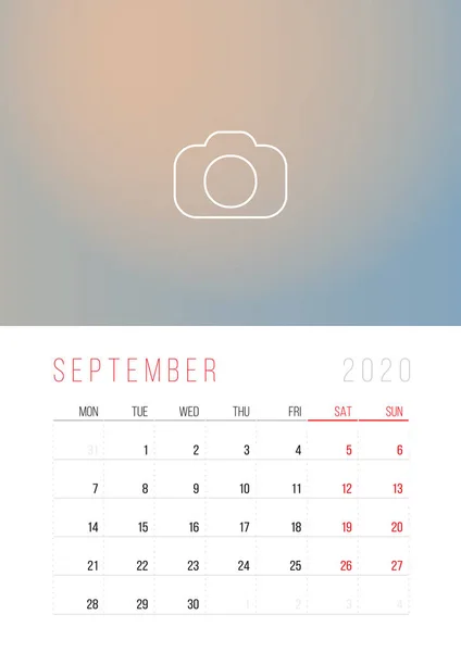 Calendar 2020. Week Starts on Monday. — Stock Vector