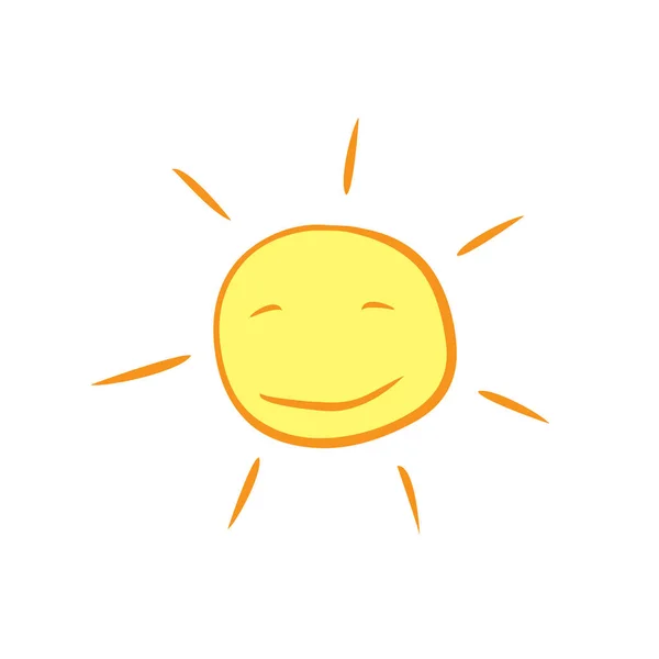 Hand drawn cartoon cute shinny sun — Stock Vector