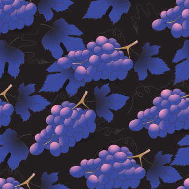 koyu mavi üzerinde üzüm seamless modeli