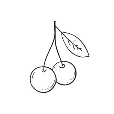 Vektör el çekilmiş kiraz simgesi