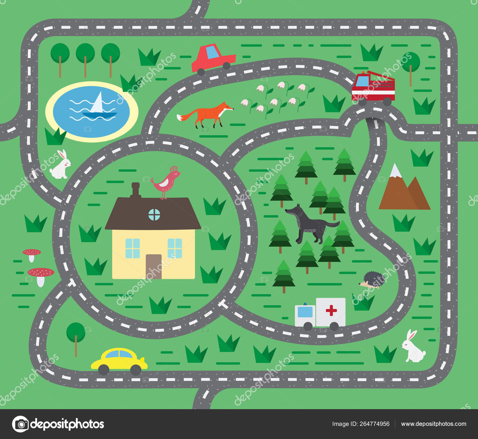 children-playmat-with-animals-and-toy-cars-stock-vector-by-forden-264774956