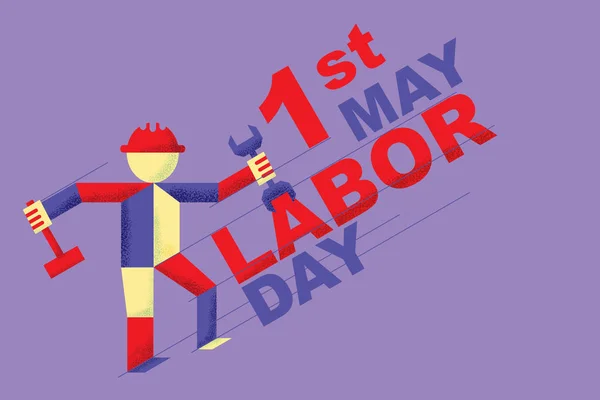 1 мая - день труда - поздравительная открытка - плакат — стоковый вектор