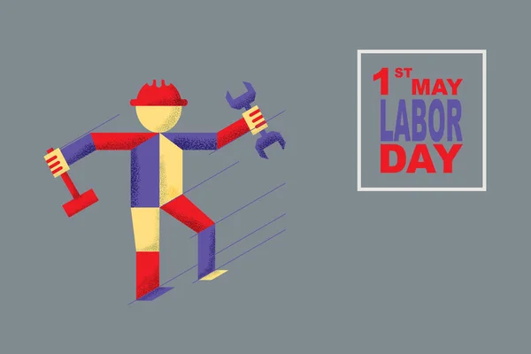 Május 1-Labor Day-üdvözlőlap-poszter — Stock Vector