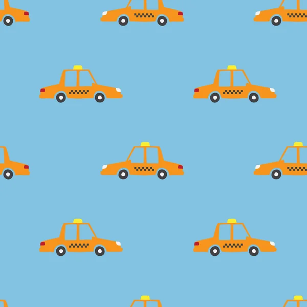 Sarı araba taksi ile sorunsuz desen — Stok Vektör