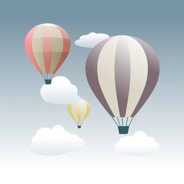 Balões de ar quente coloridos voando no céu — Vetor de Stock