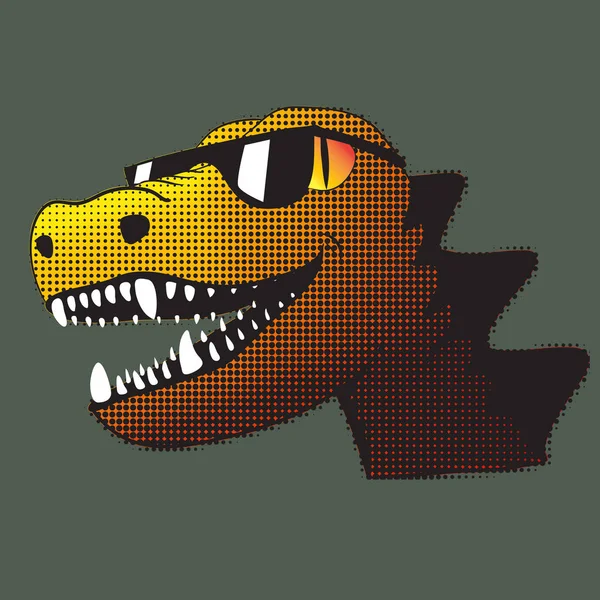 Dinossauro em óculos de sol com um sorriso — Vetor de Stock