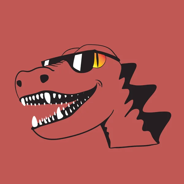 Dinosauro in occhiali da sole con un sorriso — Vettoriale Stock