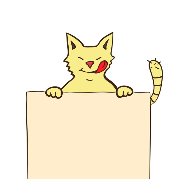 Karikatür kedi dili ile gülümseme — Stok Vektör