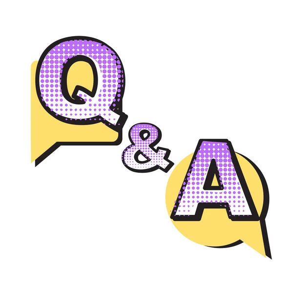 Burbuja de voz cómica a color y banner con texto 'Q y A' — Archivo Imágenes Vectoriales