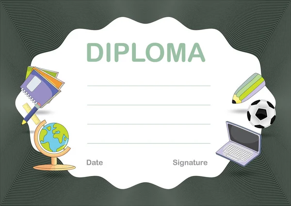 Diploma de posgrado color verde A4 formato de hoja . — Archivo Imágenes Vectoriales