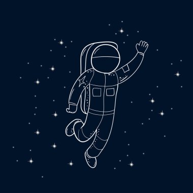 Astronot uzay elbisesi içinde selam el kaldırdı ile