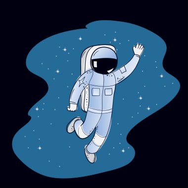 Astronot uzay elbisesi içinde selam el kaldırdı ile