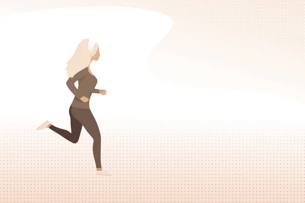 Mujer corriendo sobre fondo abstracto con espacio de copia — Vector de stock