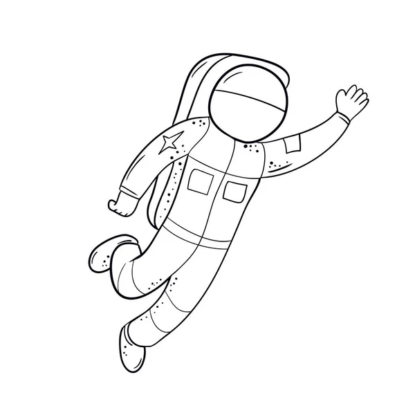 Astronaute en combinaison spatiale avec main levée en salut — Image vectorielle