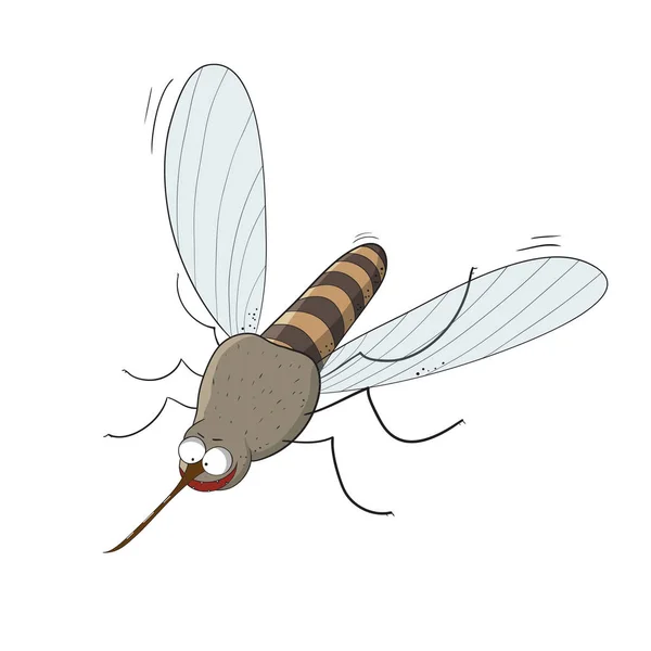 Karikatúra vektor illusztrációja repülő szúnyog — Stock Vector