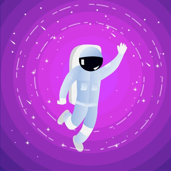 Astronaut in spacesuit with raised hand in salute — Stock Vector