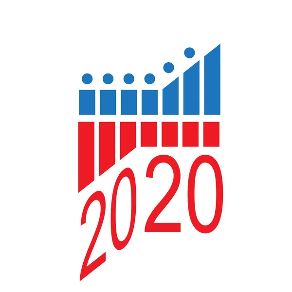 Graphique avec barres rouges et bleues et année 2020 — Image vectorielle