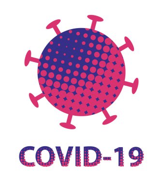 Coronavirus logosu pop sanat tarzında Coronavirus covid-19 Coronavirus salgını ikonu. Pop art retro noktalı metin