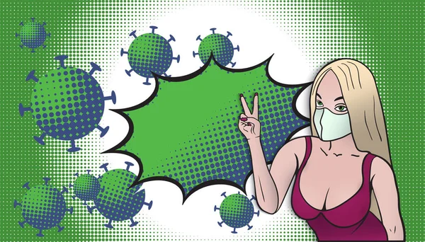 Sexy Vrouw Met Medische Virus Bescherming Masker Voorkomen Dat Anderen — Stockvector