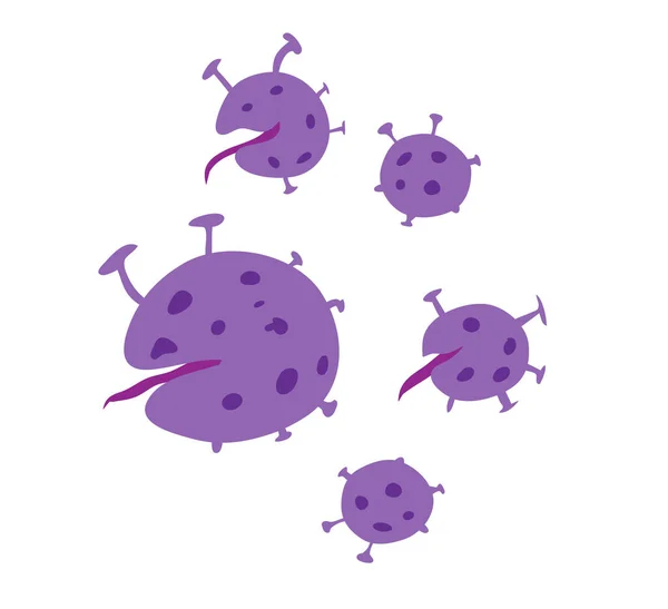 Gruppo Virus Attacchi Mostro Coronavirus Stile Cartone Animato — Vettoriale Stock