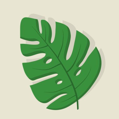 Yeşil yaprak canavarı, sarı arka planda düz bir şekilde gölgesi var.