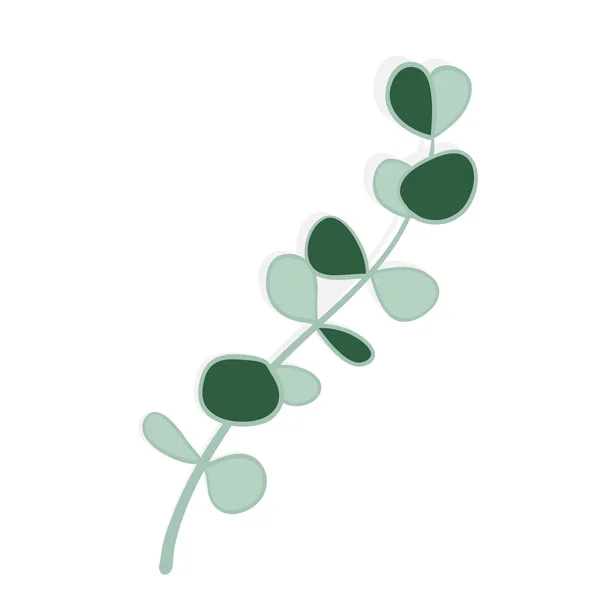 Zweig Mit Eukalyptusblättern Cartoon Stil Aromatherapie Eukalyptus Auf Weißem Hintergrund — Stockvektor