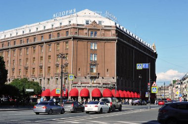 Saint Petersburg, Rusya-26 Temmuz 2020: Saint Petersburg 'da Astoria Oteli' nin inşaatı